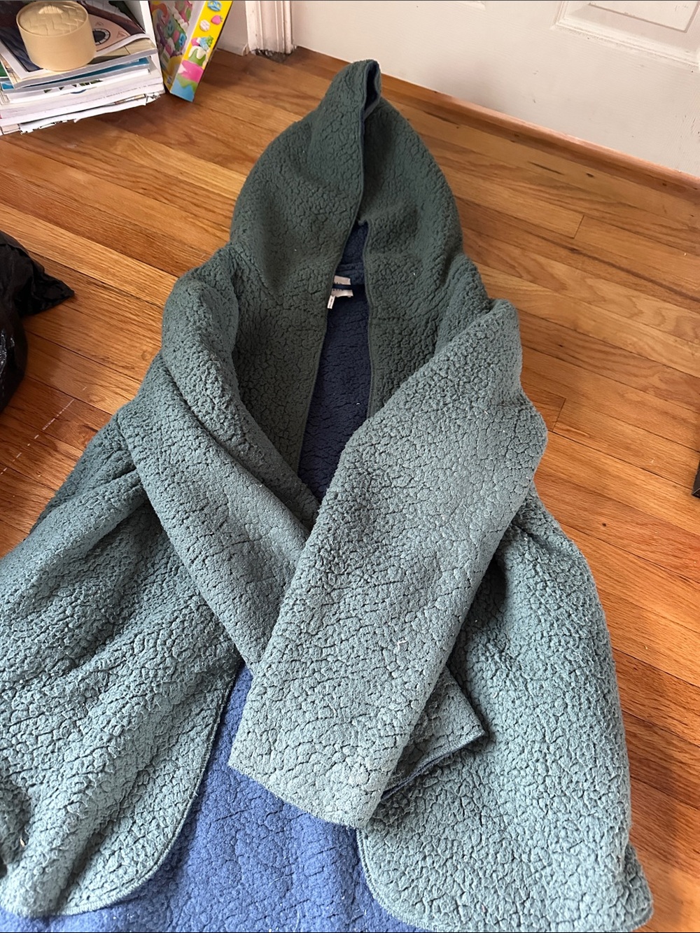 Urban Outfitters Teal Hooded Sherpa Puffer Jacket